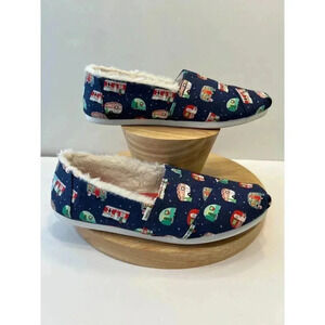 Toms Christmas Vintage Trailers Campers holiday lights fuzzy Shoes Women's 10